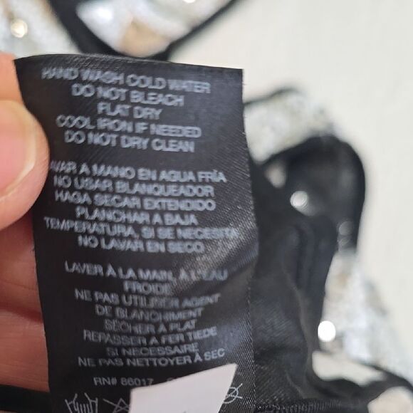 Bebe Sequin Gray and White Tank Top with Black Accents small - Picture 7 of 7